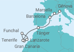 Itinerario del Crucero Islas Canarias TI - Costa Cruceros
