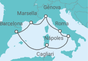Itinerario del Crucero Italia, Francia, España - todo incluido. - Costa Cruceros
