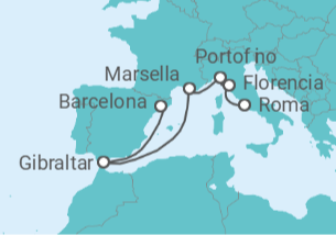 Itinerario del Crucero Italia, Francia, Gibraltar - Holland America Line