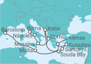 Itinerario del Crucero Desde Barcelona a Civitavecchia (Roma) - Holland America Line