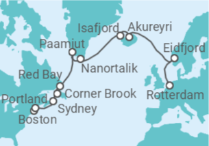 Itinerario del Crucero Desde Boston (EEUU) a Rotterdam (Países Bajos) - Holland America Line
