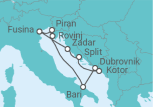 Itinerario del Crucero Italia, Croacia, Montenegro - Silversea