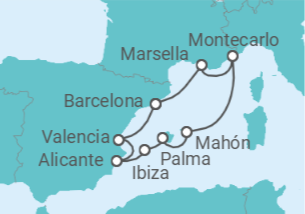 Itinerario del Crucero Francia, Mónaco, España - Silversea