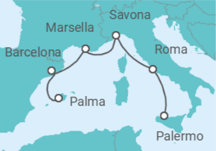 Itinerario del Crucero Italia, Francia, España - Costa Cruceros