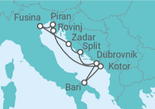 Itinerario del Crucero Montenegro, Italia, Croacia - Silversea