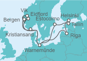 Itinerario del Crucero Letonia, Finlandia, Estonia, Suecia, Alemania, Noruega TI - AIDA