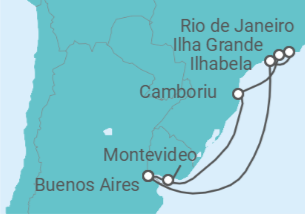 Itinerario del Crucero Uruguay, Brasil - Costa Cruceros