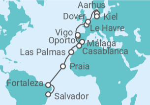Itinerario del Crucero Desde Salvador de Bahía (Brasil) a Kiel (Alemania) - Costa Cruceros