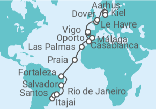 Itinerario del Crucero Desde Itajai (Brasil) a Kiel (Alemania) TI - Costa Cruceros