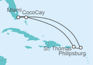 Itinerario del Crucero Saint Maarten, Islas Vírgenes - EEUU - con vuelos - Royal Caribbean