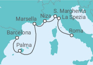 Itinerario del Crucero Italia, Francia, España - con vuelos - Royal Caribbean