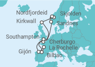 Itinerario del Crucero España, Francia, Reino Unido, Noruega - MSC Cruceros
