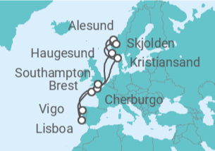 Itinerario del Crucero Portugal, España, Reino Unido, Noruega - MSC Cruceros