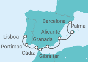 Itinerario del Crucero España, Gibraltar, Portugal - NCL Norwegian Cruise Line