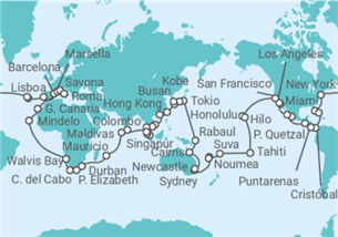 Itinerario del Crucero Vuelta al mundo - Costa Cruceros