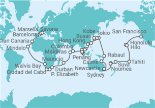 Itinerario del Crucero Vuelta al mundo - Costa Cruceros