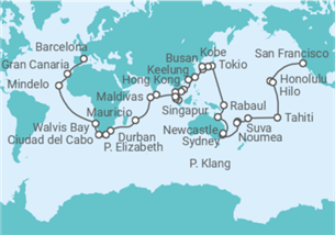 Itinerario del Crucero Vuelta al mundo - Costa Cruceros
