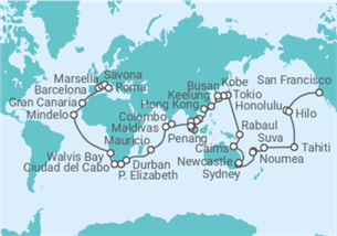 Itinerario del Crucero Vuelta al mundo - Costa Cruceros