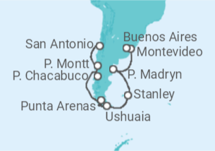 Itinerario del Crucero Chile, Argentina, Uruguay - NCL Norwegian Cruise Line