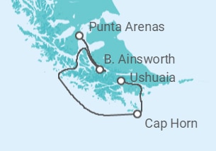 Itinerario del Crucero Fiordos de Tierra del Fuego - Australis
