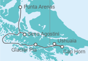 Itinerario del Crucero Exploradores de la Patagonia - Australis