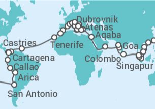 Itinerario del Crucero Vuelta al mundo - Costa Cruceros
