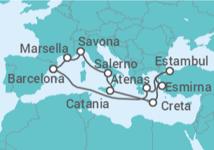 Itinerario del Crucero Francia, Italia, Grecia, Turquía - Costa Cruceros