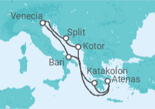 Itinerario del Crucero Italia, Croacia, Montenegro, Grecia - Costa Cruceros