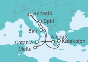 Itinerario del Crucero Italia, Croacia, Grecia, Malta - Costa Cruceros
