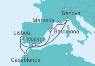 Itinerario del Crucero Francia, Italia, España, Marruecos, Portugal - MSC Cruceros