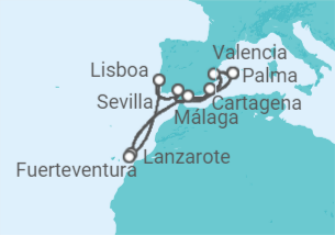 Itinerario del Crucero España, Portugal - AIDA