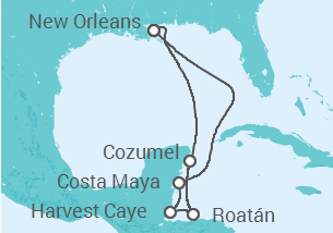 Itinerario del Crucero México, Honduras - NCL Norwegian Cruise Line