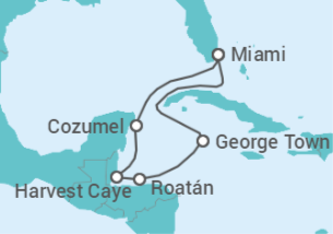 Itinerario del Crucero Islas Caimán, Honduras, México - NCL Norwegian Cruise Line