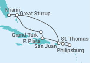 Itinerario del Crucero Bahamas, Islas Vírgenes - EEUU, Saint Maarten, Puerto Rico - NCL Norwegian Cruise Line
