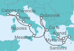 Itinerario del Crucero Desde Civitavecchia (Roma) a Pireo (Atenas) - NCL Norwegian Cruise Line