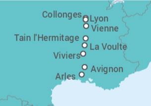 Itinerario del Crucero Escalas imprescindibles del Ródano: la Camarga y la Provenza - CroisiEurope
