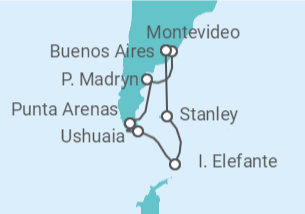 Itinerario del Crucero Argentina, Chile, Uruguay - NCL Norwegian Cruise Line