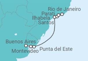 Itinerario del Crucero Uruguay, Brasil - Azamara