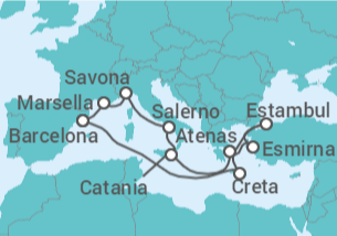 Itinerario del Crucero Italia, Grecia, Turquía, España, Francia - Costa Cruceros