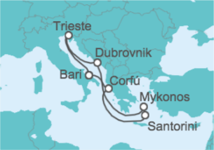 Itinerario del Crucero Italia, Grecia, Croacia - Costa Cruceros