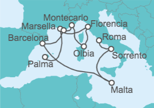 Itinerario del Crucero Desde Barcelona a Civitavecchia (Roma) - Oceania Cruises