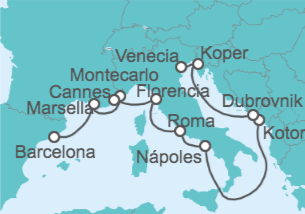 Itinerario del Crucero Desde Barcelona a Venecia - Oceania Cruises
