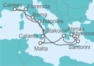Itinerario del Crucero Islas Griegas e Italia: Santorini, Atenas y Florencia - NCL Norwegian Cruise Line