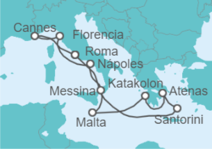 Itinerario del Crucero Islas Griegas e Italia: Santorini, Atenas y Florencia - NCL Norwegian Cruise Line