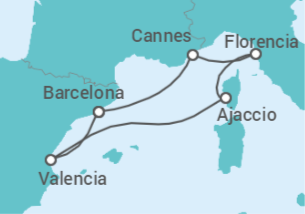 Itinerario del Crucero Francia, Italia, España - Cunard