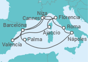 Itinerario del Crucero Francia, Italia, España - Cunard