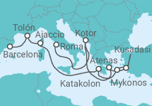 Itinerario del Crucero Montenegro, Grecia, Turquía, Francia - Princess Cruises