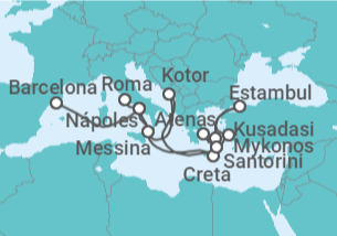 Itinerario del Crucero Desde Civitavecchia (Roma) a Barcelona - Princess Cruises