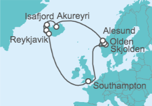 Itinerario del Crucero Noruega, Islandia - Princess Cruises