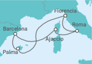 Itinerario del Crucero España, Italia, Francia - AIDA